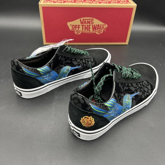 Vans Old Skool Dia de los Muertos Hummingbird Skate Shoe M9 W10.5 Black Blue NEW - Picture 6 of 16